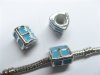 10 Blue Enamel Metal Thread European Beads pa-m183