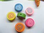 200 Rainbow Candy Wood Beads Mixed Color 14mm