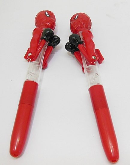 24X Red Spiderman FUNNY Light Up Boxing Pens - Click Image to Close