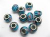 100 Skyblue Murano Flower Round Glass European Beads be-g320 100 Skyblue Murano Flower Round Glass European Beads be-g320
