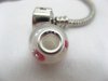 4Pcs White Pink Murano Round Glass European Beads 925 Sterling