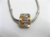 50 Coffee Silver Flower Cube Glass European Beads 50 Coffee Silver Flower Cube Glass European Beads