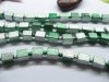 10 Strands Green&White Baked Glass Beads 7x8mm