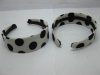 12Pcs New White Black Dot Wide Hairbands 38mm Wide