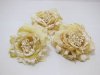 12 Beige Peony Flower Elastic Scrunchies & Brooch 10cm