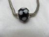 100 Black Glass Pandora Beads with White Dotted