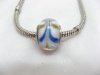 100 White Murano Colourful Stripe Glass European Beads 100 White Murano Colourful Stripe Glass European Beads