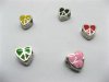 20 Metal Enamel Heart Thread European Beads