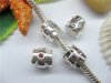 20 Silver Barrel European Thread Bead with Rhinestone pa-m21