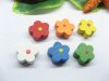 300 New Flower Wood Beads Mixed Color 15mm