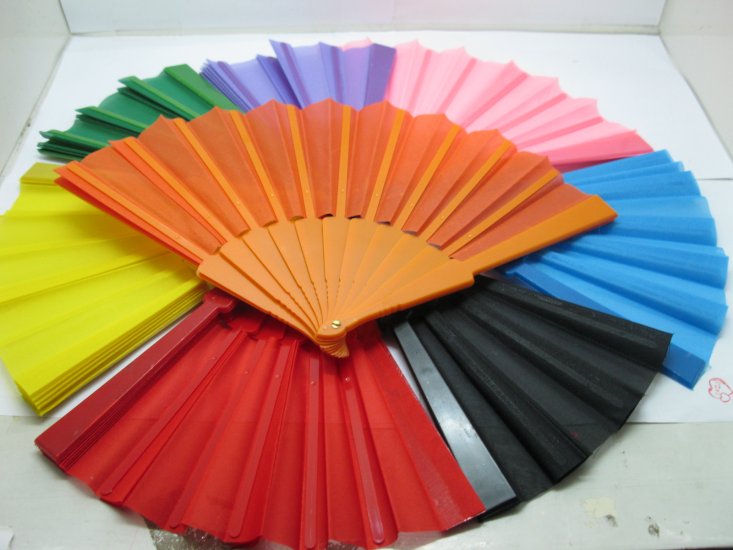 10X New Chinese Cloth Folding Fans Mixed Color - Click Image to Close