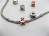 20 Metal Cube Enamel Cross Thread European Beads