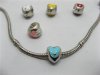 20 Metal Heart Enamel Thread European Beads