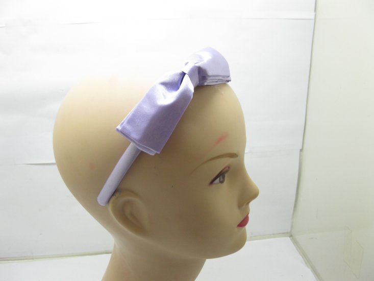 5x12Pcs New Light Purple Hair Band with Attached Bowknot - Click Image to Close