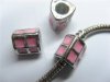10 Pink Enamel Metal Thread European Beads pa-m186
