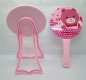 4Set X 2Pcs Pink Handheld & Stand Single Side Makeup Mirror