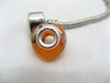 4Pcs Orange Murano Round Glass European Beads 925 Sterling Silve