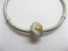 100 Light Green Murano Flower Round European Glass Beads