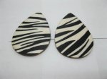 100 Zebra-Stripe Teardrop Wooden Beads 62mm long