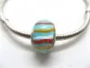 100 Aqua Colourful Stripe Glass European Beads be-g335 100 Aqua Colourful Stripe Glass European Beads be-g335