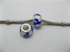 100 Blue & White Round Glass European Beads pa-g17