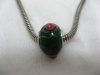 100 Green Murano Round European Glass Beads with Rose 100 Green Murano Round European Glass Beads with Rose