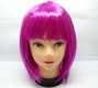 4Pc Bobo Head Style Neat Bang Short Straight Cosplay Wig Fuschia