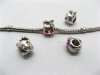 20 Nickel Plated European Thread Beads With Rhinestone