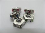 20 Metal European Thread Beads with Rhinestone