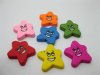 300Pcs Colourful smile face emoji Star Wooden Beads Mixed