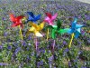 100 HQ Exciting Glitter Flower Plastic Windmills Great Toy