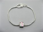 4Pcs Sliver Heart Clasp European Bracelet 19cm ac-str217