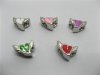 20 Metal Enamel Love Heart Thread European Beads