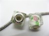 50 White Silver Flower Cube Glass European Beads 50 White Silver Flower Cube Glass European Beads
