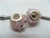 50 Pink Pig Murano Glass European Beads be-g414 50 Pink Pig Murano Glass European Beads be-g414