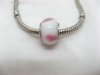 100 White Murano Flower Round Glass European Beads be-g315 100 White Murano Flower Round Glass European Beads be-g315