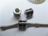 10 Black Enamel Metal Thread European Beads pa-m185