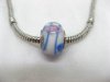100 White Murano Flower Round Glass European Beads be-g330 100 White Murano Flower Round Glass European Beads be-g330