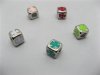 20 Metal Cube Enamel Thread European Beads