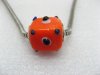 50 Orange Murano Cubic Glass European Beads With Black Dots