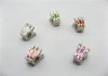 20 Metal Crown Enamel Thread European Beads