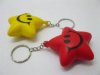 50 Anti-Stress PU Foam Smile Face Star Key rings