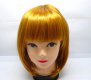 4Pcs Bobo Head Style Neat Bang Short Straight Cosplay Wig - Gold