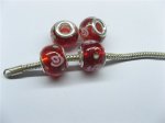 100 Red Round Glass European Beads pa-g37