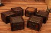 10Pcs Mini Square Vintage Lock Jewelry Treasure Chest Case Woode