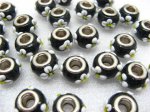 100 Black Murano Glass European Beads be-g265