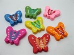 300Pcs Wooden Butterfly Beads Mixed Color