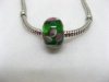 100 Green Murano Flower Round Glass European Beads be-g341 100 Green Murano Flower Round Glass European Beads be-g341