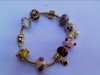 1X Golden Heart charm colour European beads Bracelet 19cm