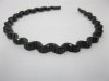 12Pcs Waved Hairband Hair Bands with Rhinestone Black